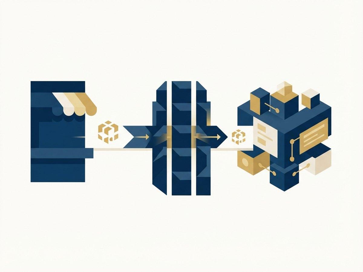 An order moving from storefront to ERP through a queue