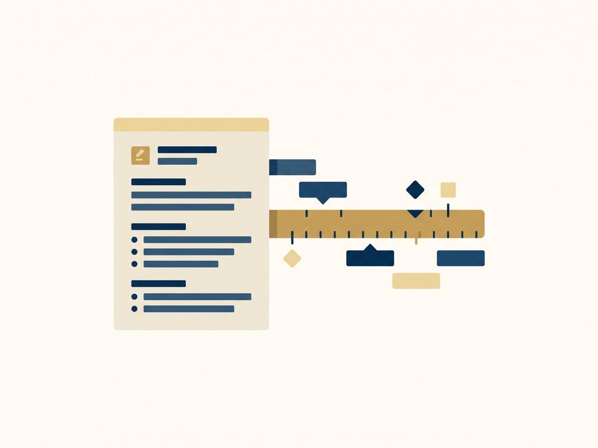 A written scope document beside a project timeline