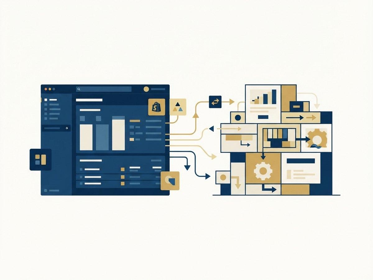 Shopify admin beside the ERP it is connected to