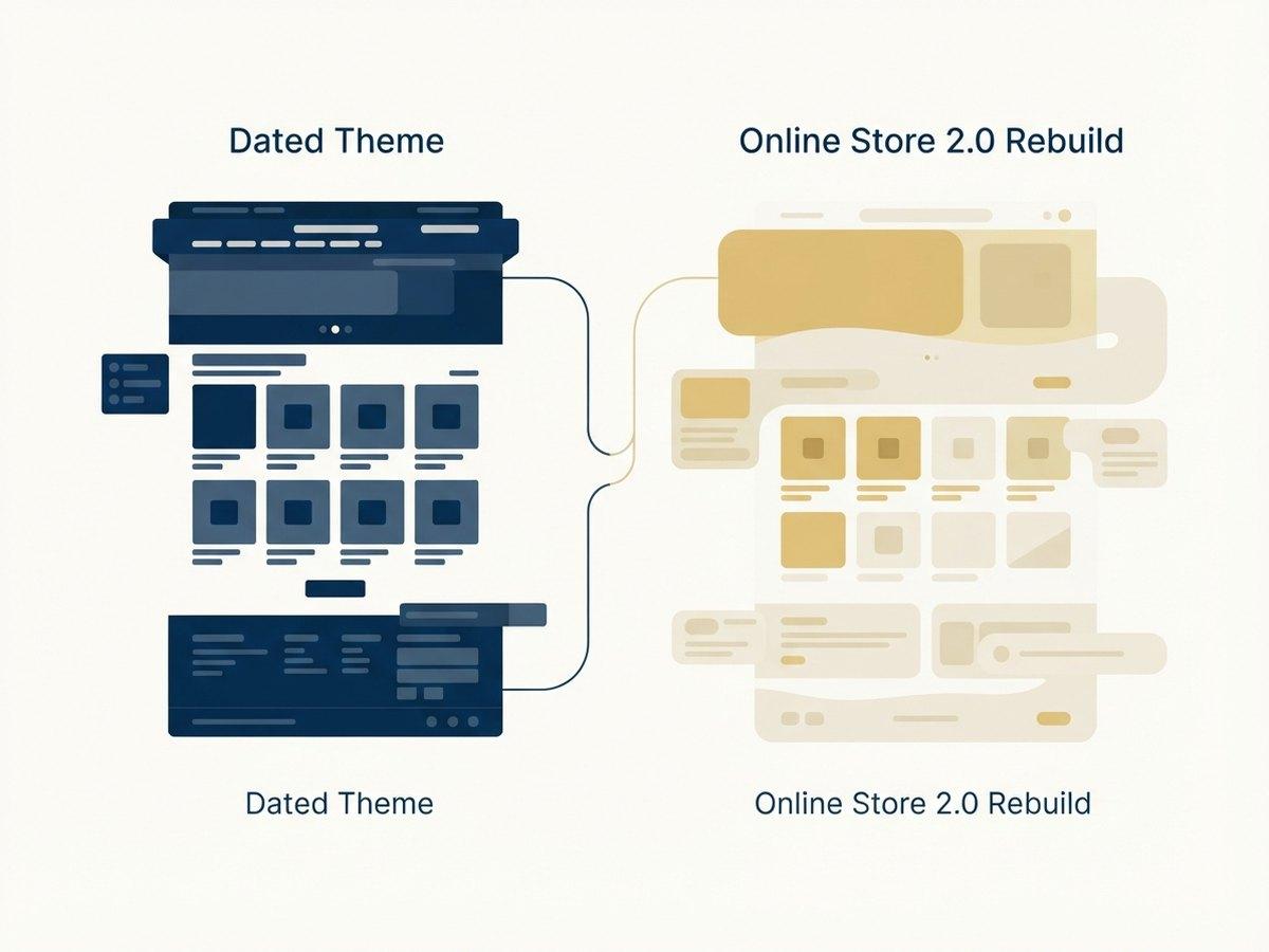 A dated theme beside its Online Store 2.0 rebuild