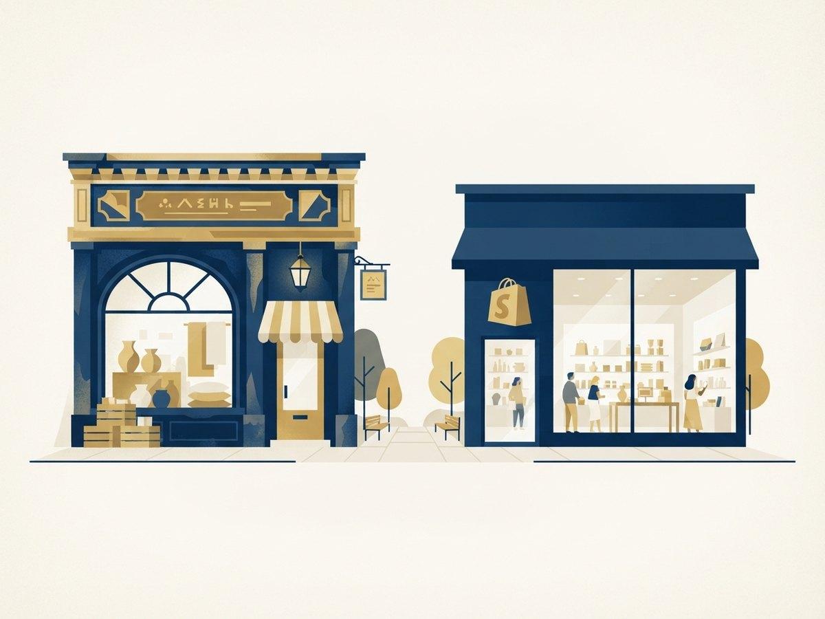 Old storefront and new Shopify storefront side by side