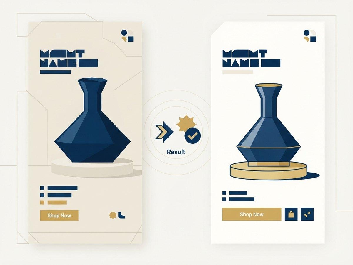 Two product page variants side by side with the result