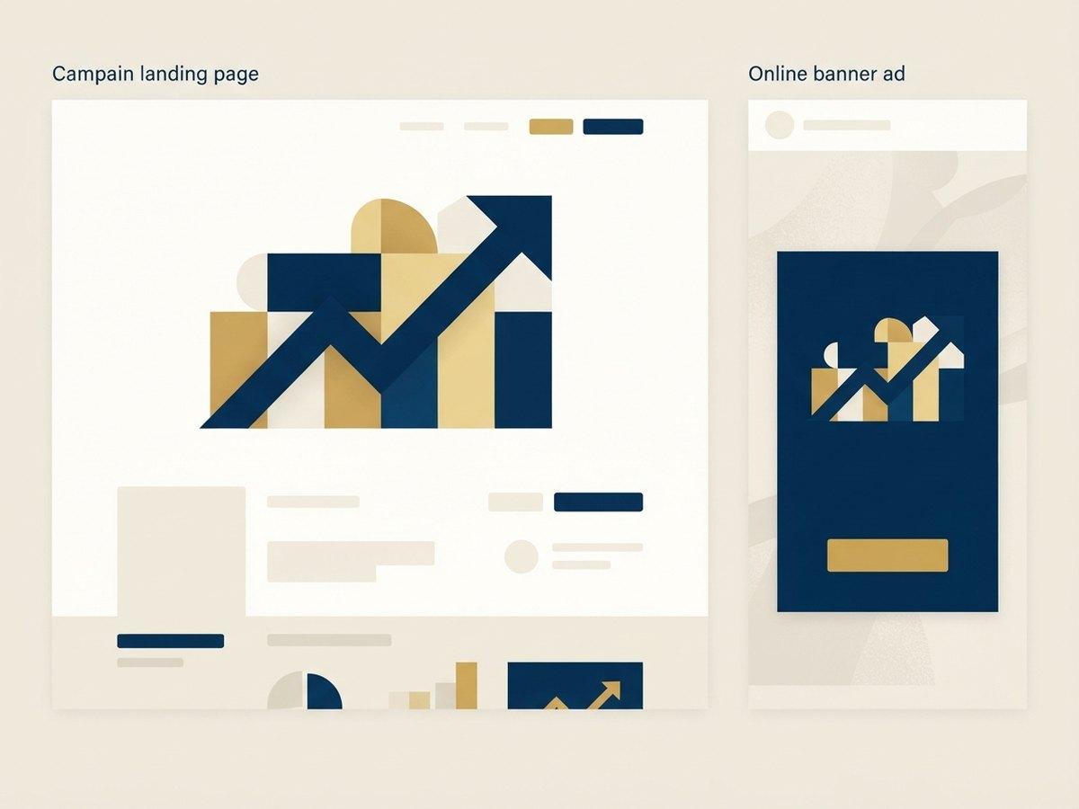 A campaign landing page beside the ad that drives it
