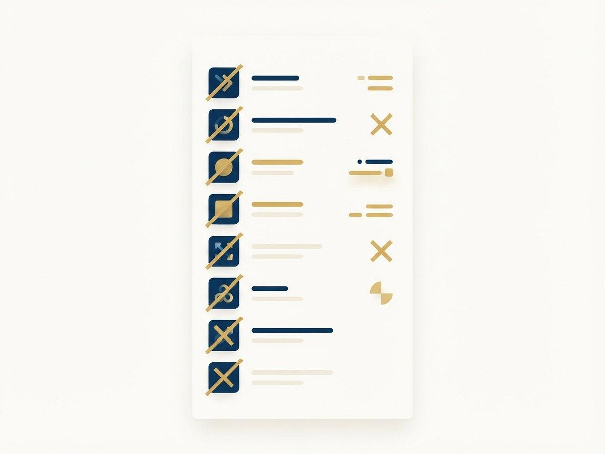 An app audit list with items marked for removal