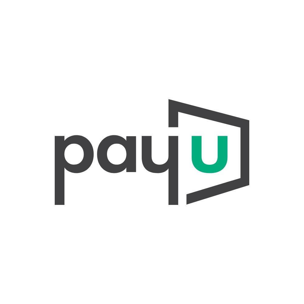 PayU logo, the word payu in dark grey with a green U inside a frame