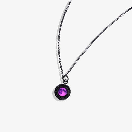 Moonglow necklace with a purple moon pendant